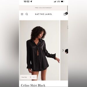 Kat The label Satin Shirt; Sz M